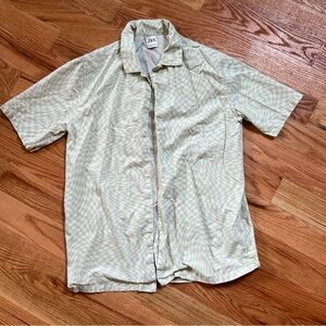Zara Light Green & White Short Sleeve Button-Down Shirt